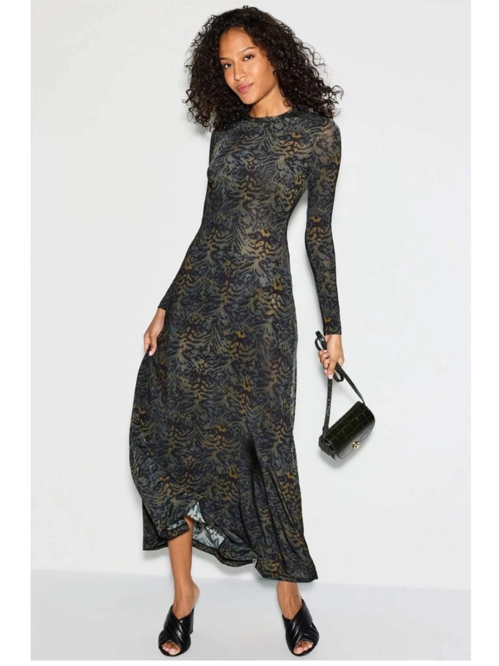 Ulla Johnson Amari Maxi Dress in Black and Olive Medium EUC